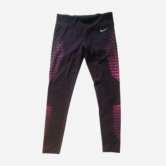 Nike Womens Pink Plum Dri-Fit Leggings Power Fast Size Large Back Pocket - Picture 4 of 8